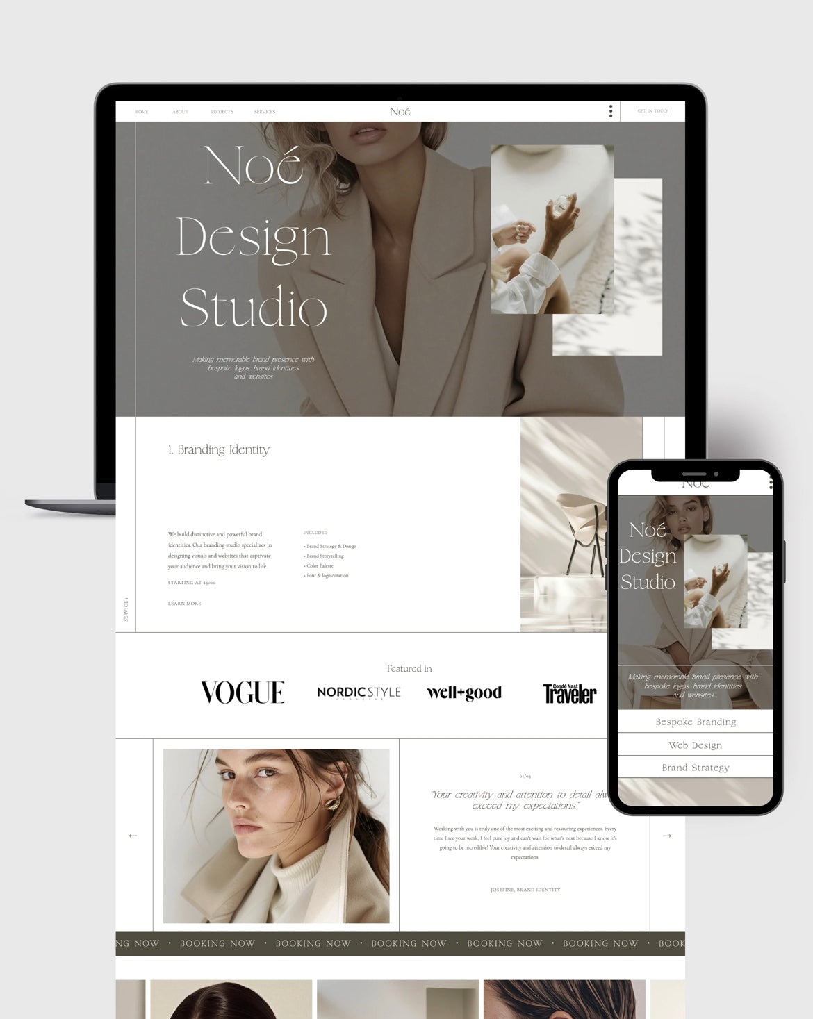 editorial minimalist showit website template portfolio layout homepage design agency studio designer