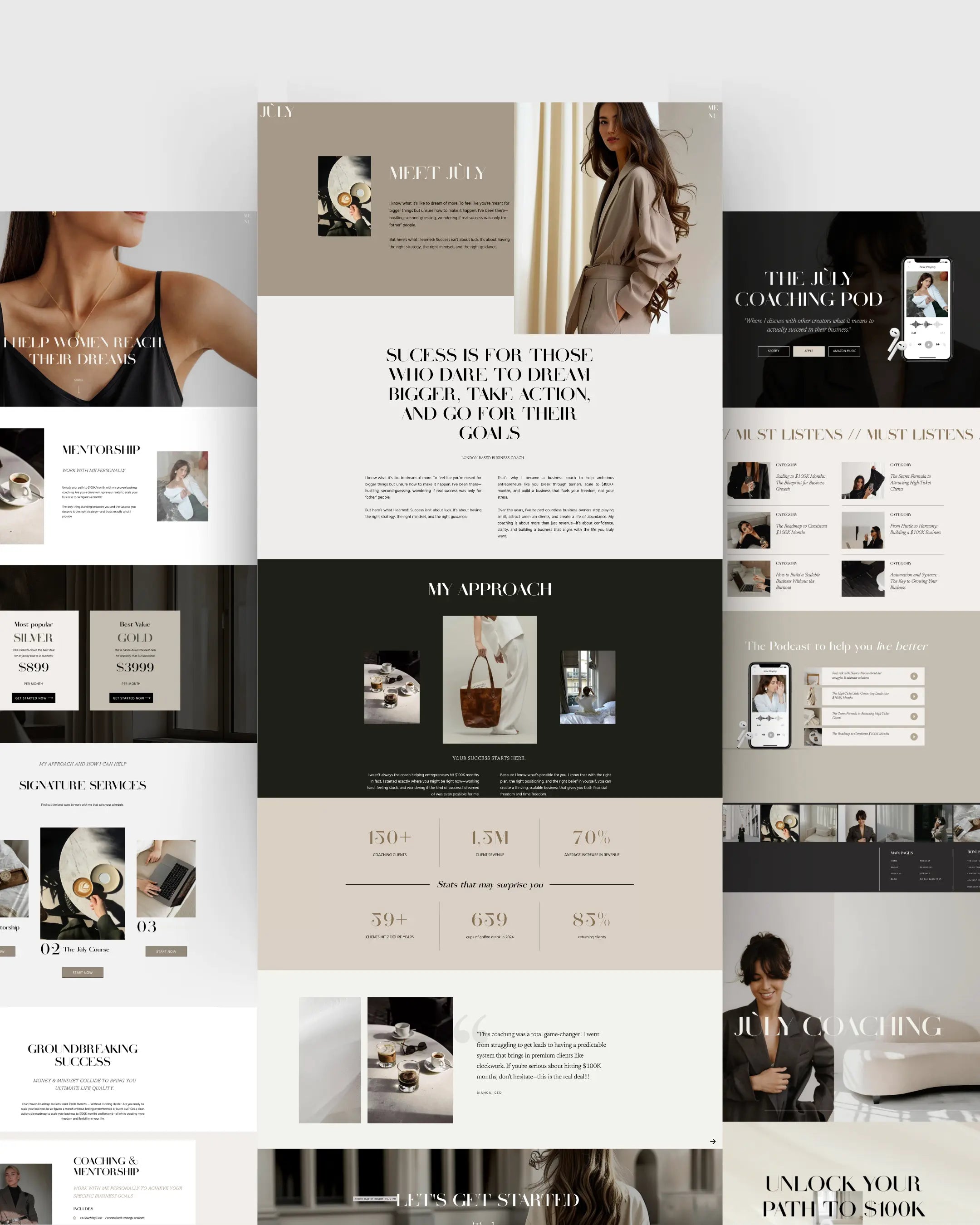 Trendy and editorial Showit website template for coaches and online course creators – modern, customizable layout ideal for creative portfolios and branding showcases