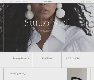 Creative agency website design template showit graphic design studio homepage layout inspiration ideas video